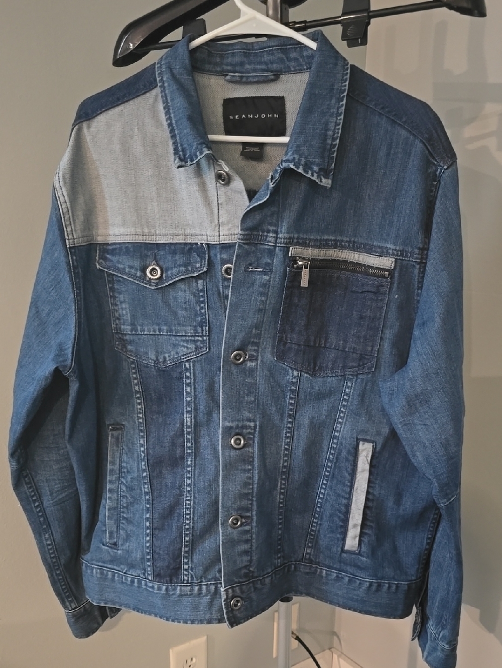 Sean John Vi Tage Pieced Demin Jacket Color Block Size XL